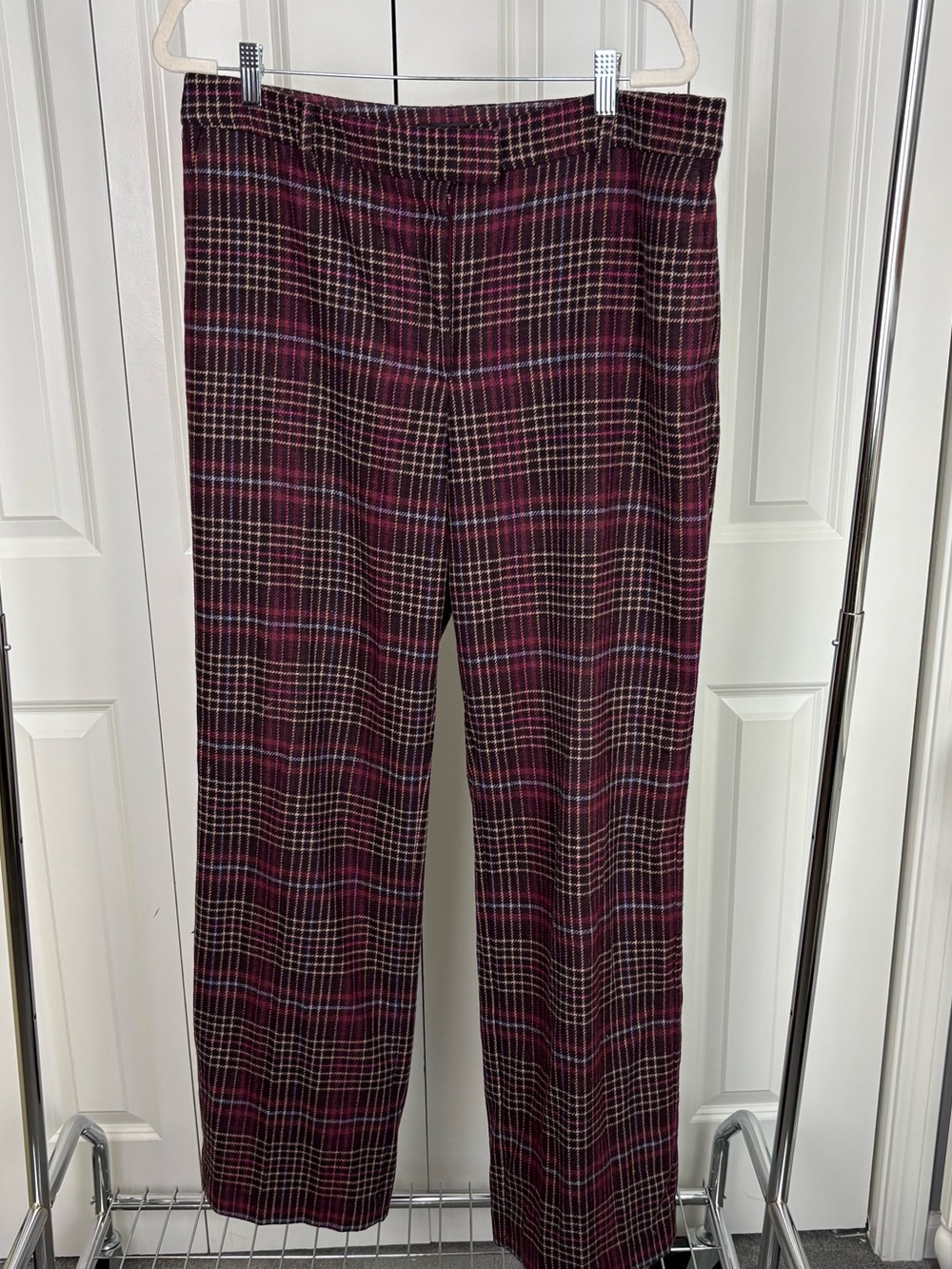 Ann Taylor Wool Brown Burgundy Plaid Pants